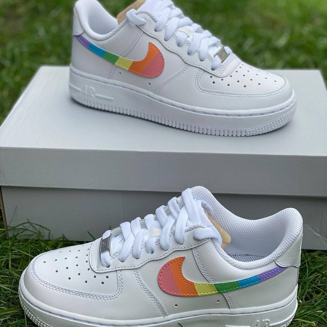 Custom Rainbow Trademark AF1’s-shecustomize