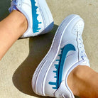 Custom Teal Green Nike Drip Air Force Ones-shecustomize