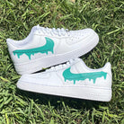 Custom Turquoise Nike Drip Air Force Ones-shecustomize
