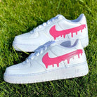 Custom Youth Pink Drip Nike Drip Air Force Ones-shecustomize