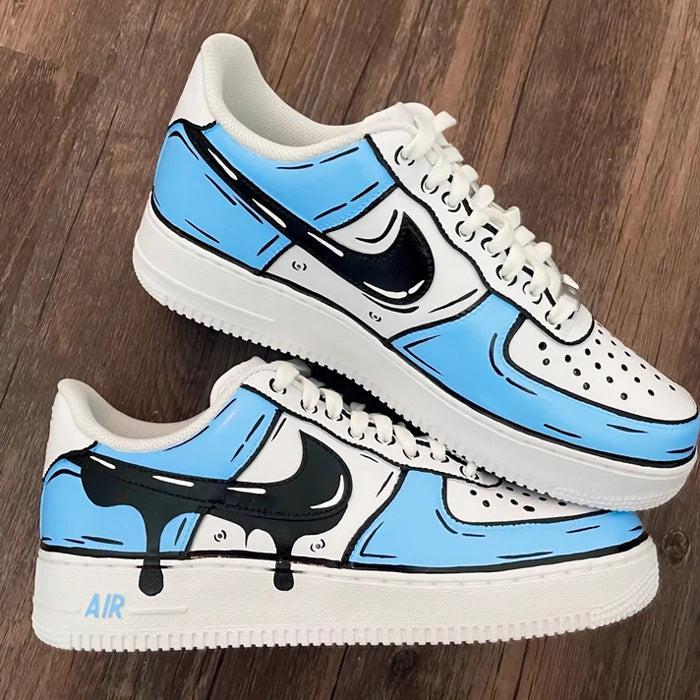 Drip Blue Colorful Air Force 1s Custom Shoes Sneakers-shecustomize