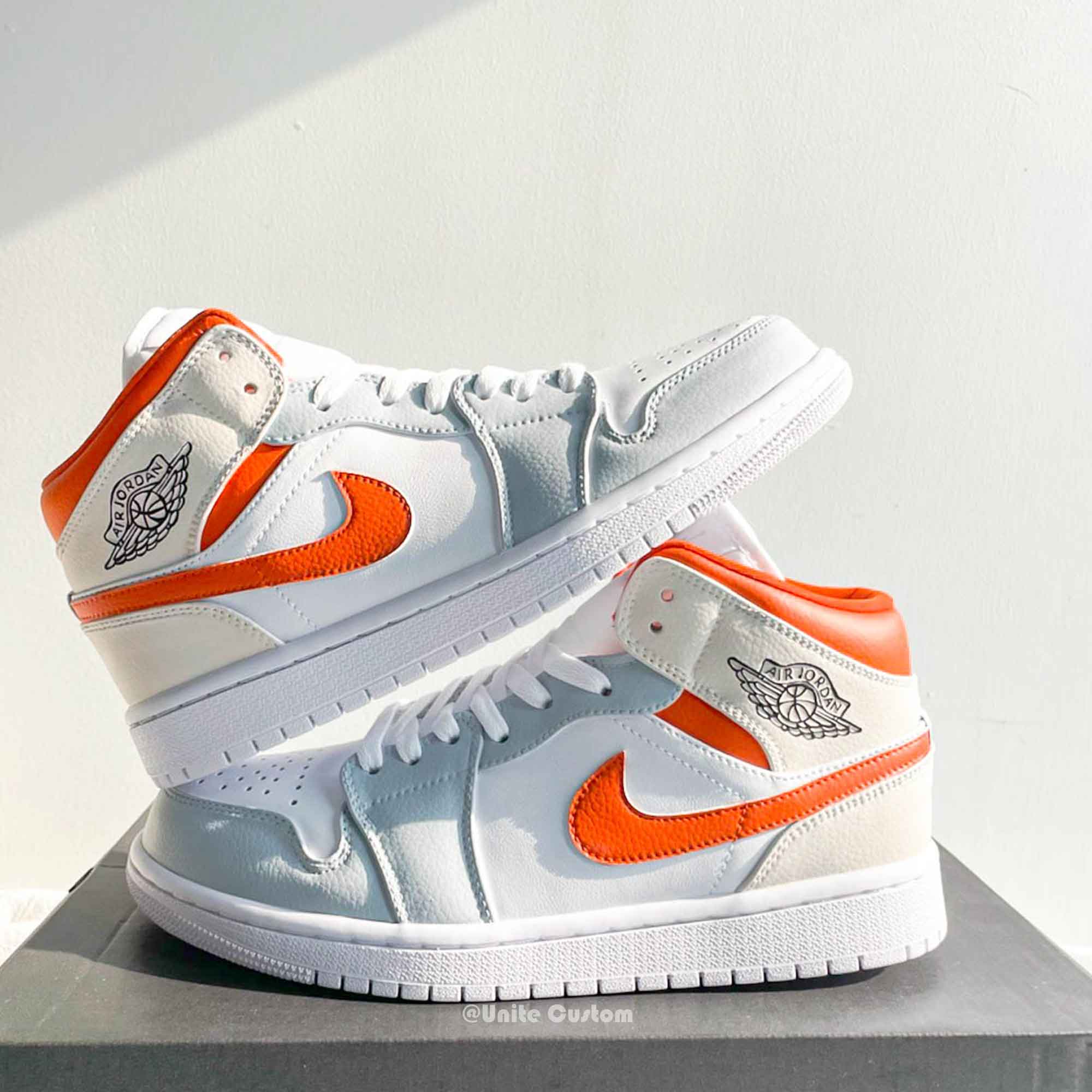 Gray Orange Custom Air Jordan 1-shecustomize
