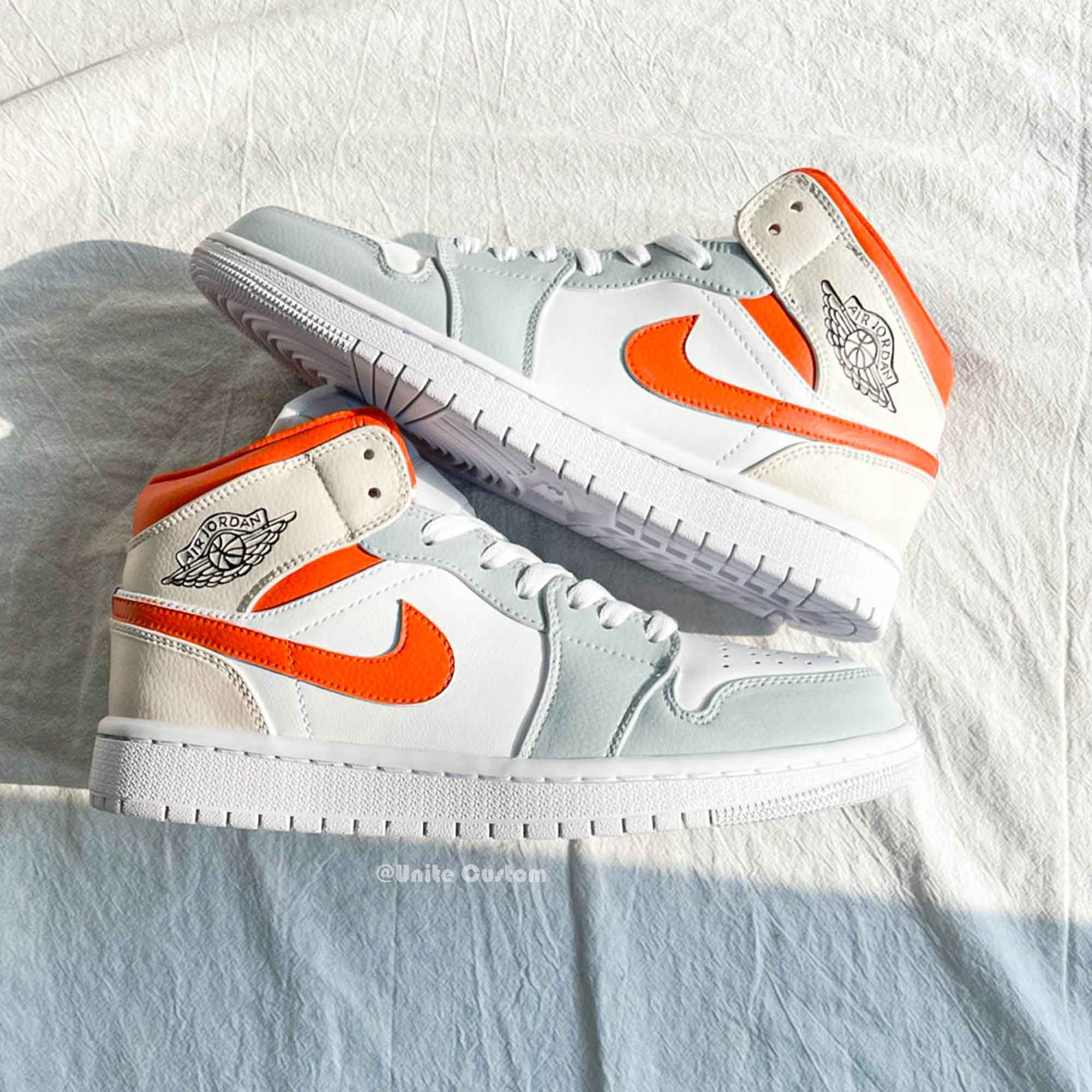 Gray Orange Custom Air Jordan 1-shecustomize