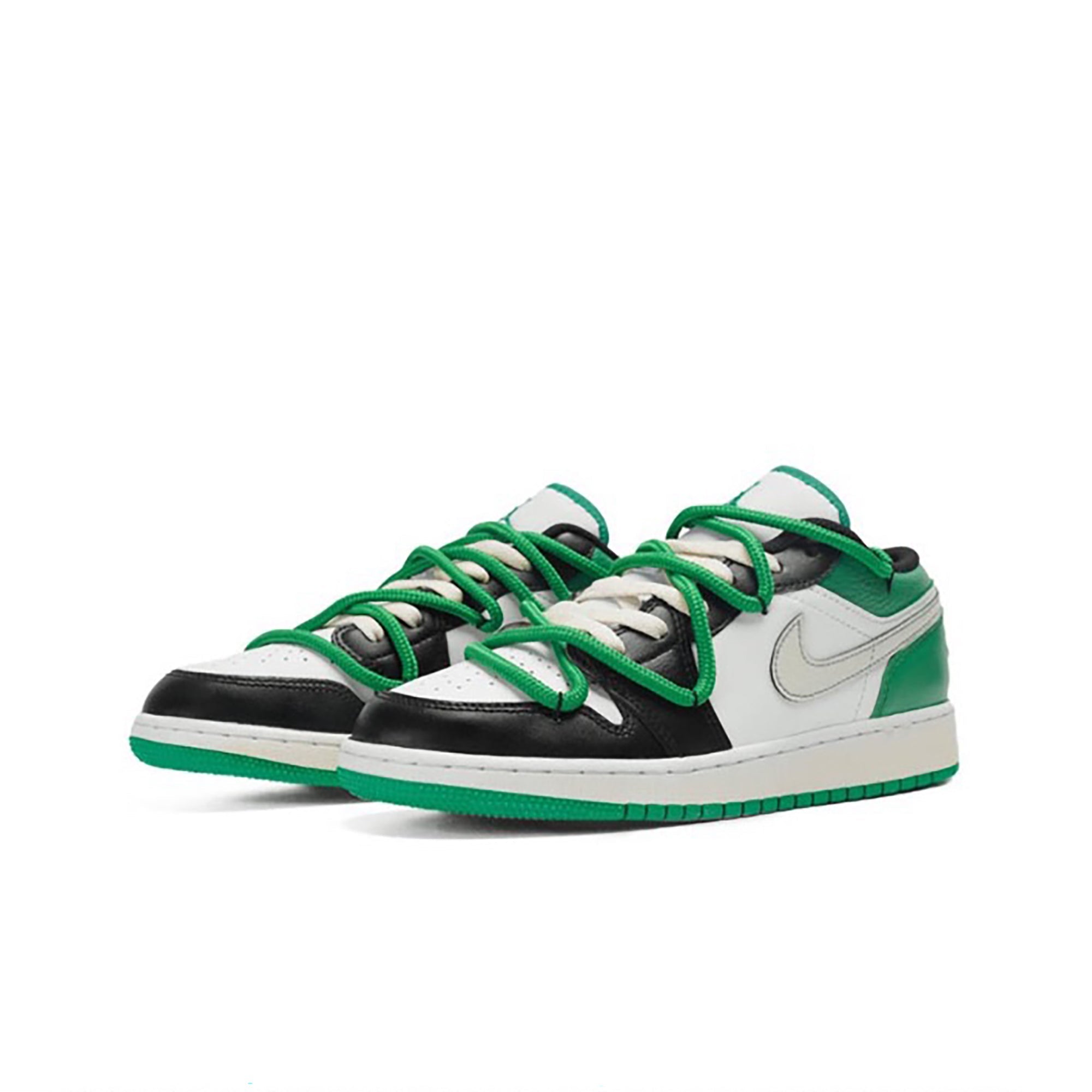 Green Black Custom Air Jordan 1 Low-shecustomize