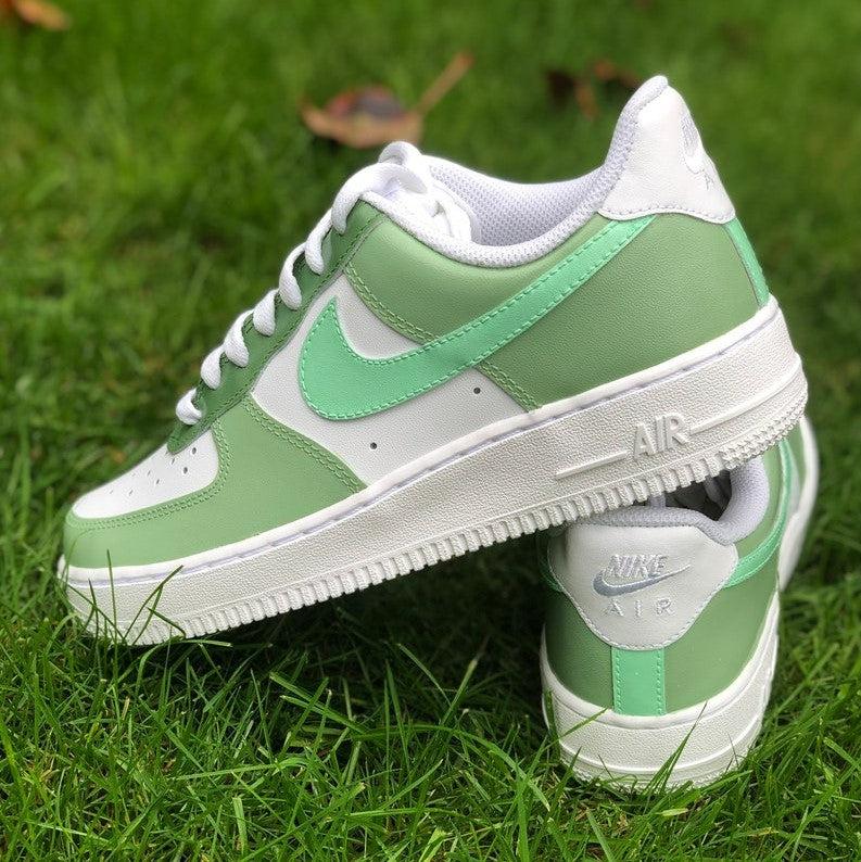 Green Custom Air Force 1's-shecustomize