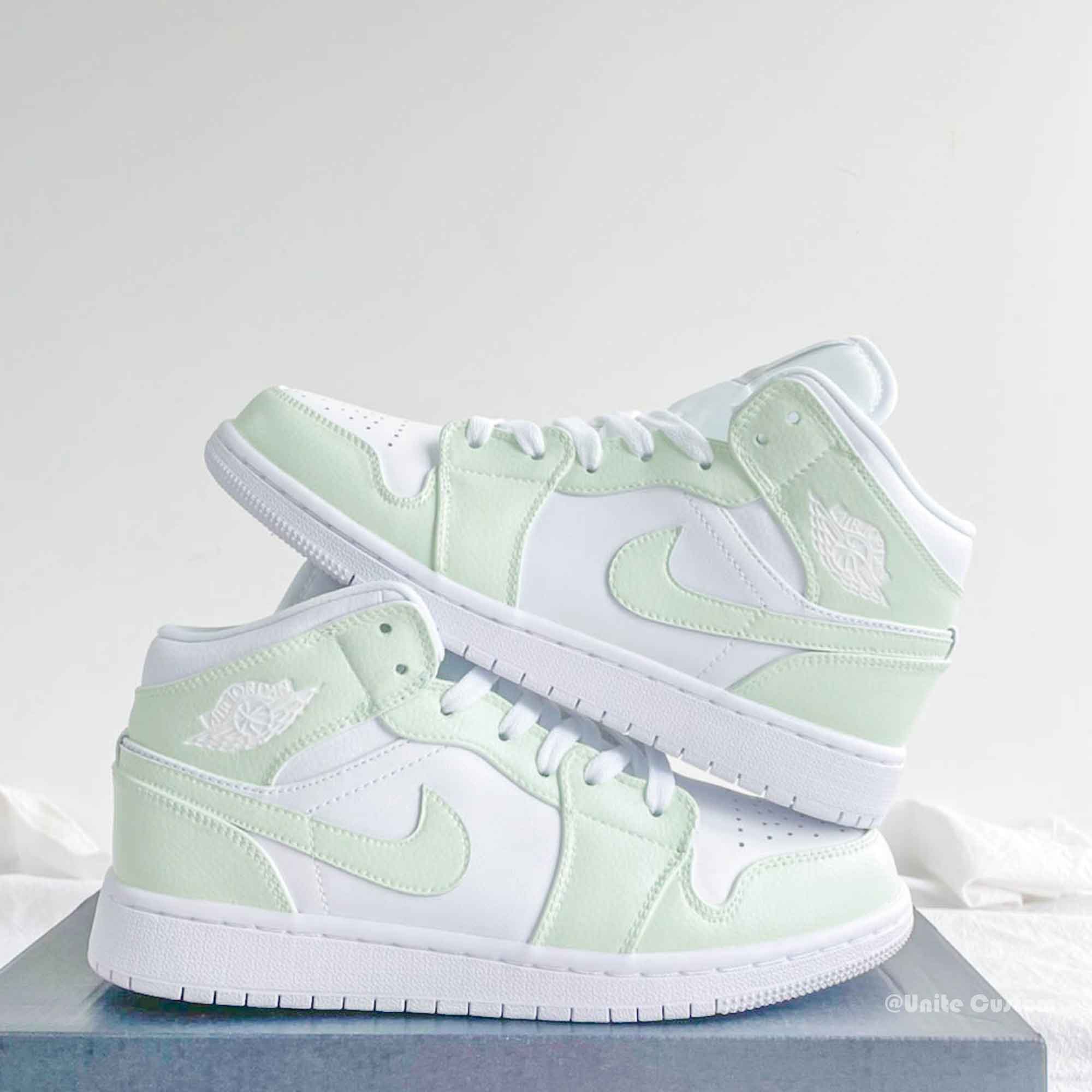 Light Green Custom Air Jordan 1-shecustomize