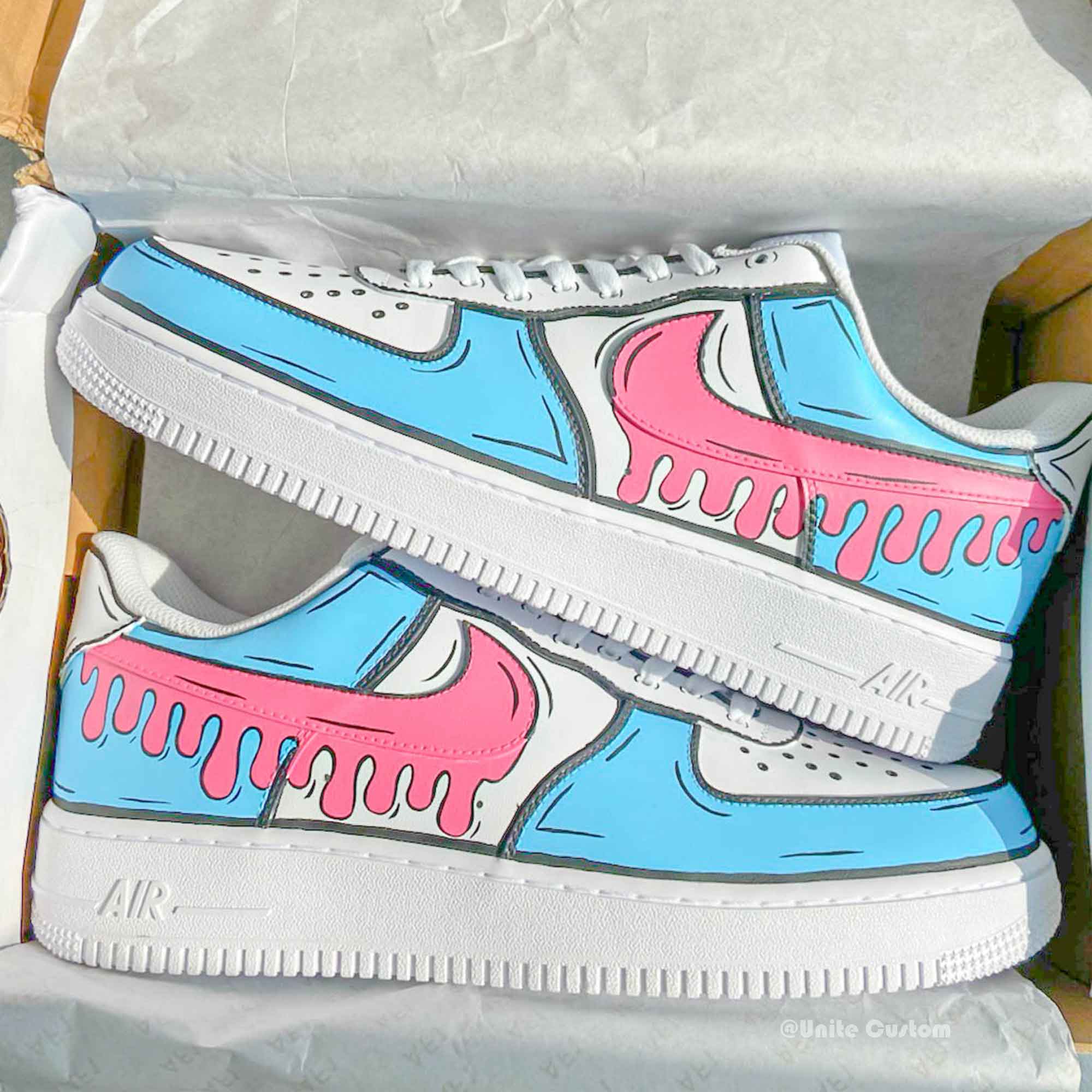 Pink Blue Custom Air Force 1-shecustomize