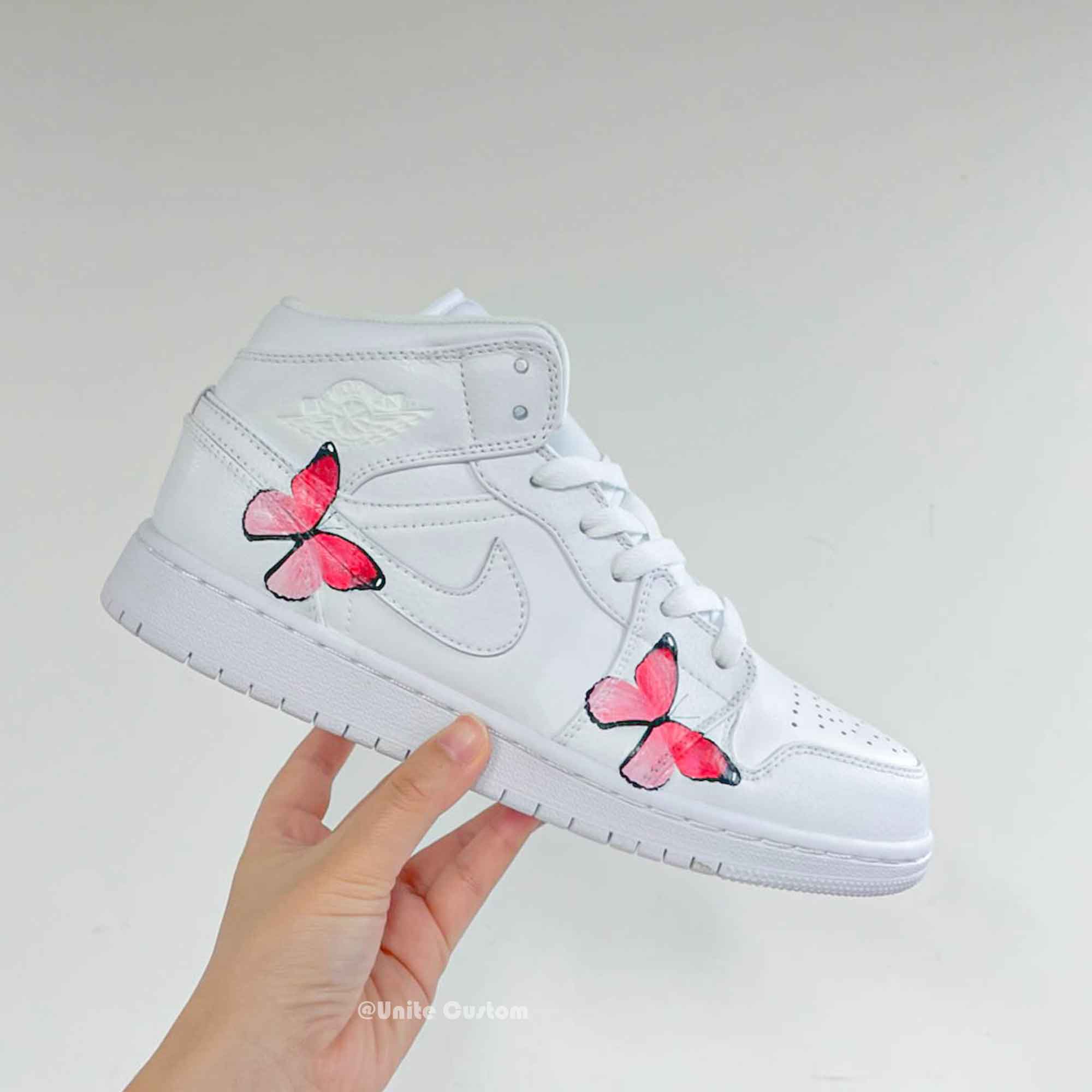 Pink Butterfly Custom Air Jordan 1-shecustomize