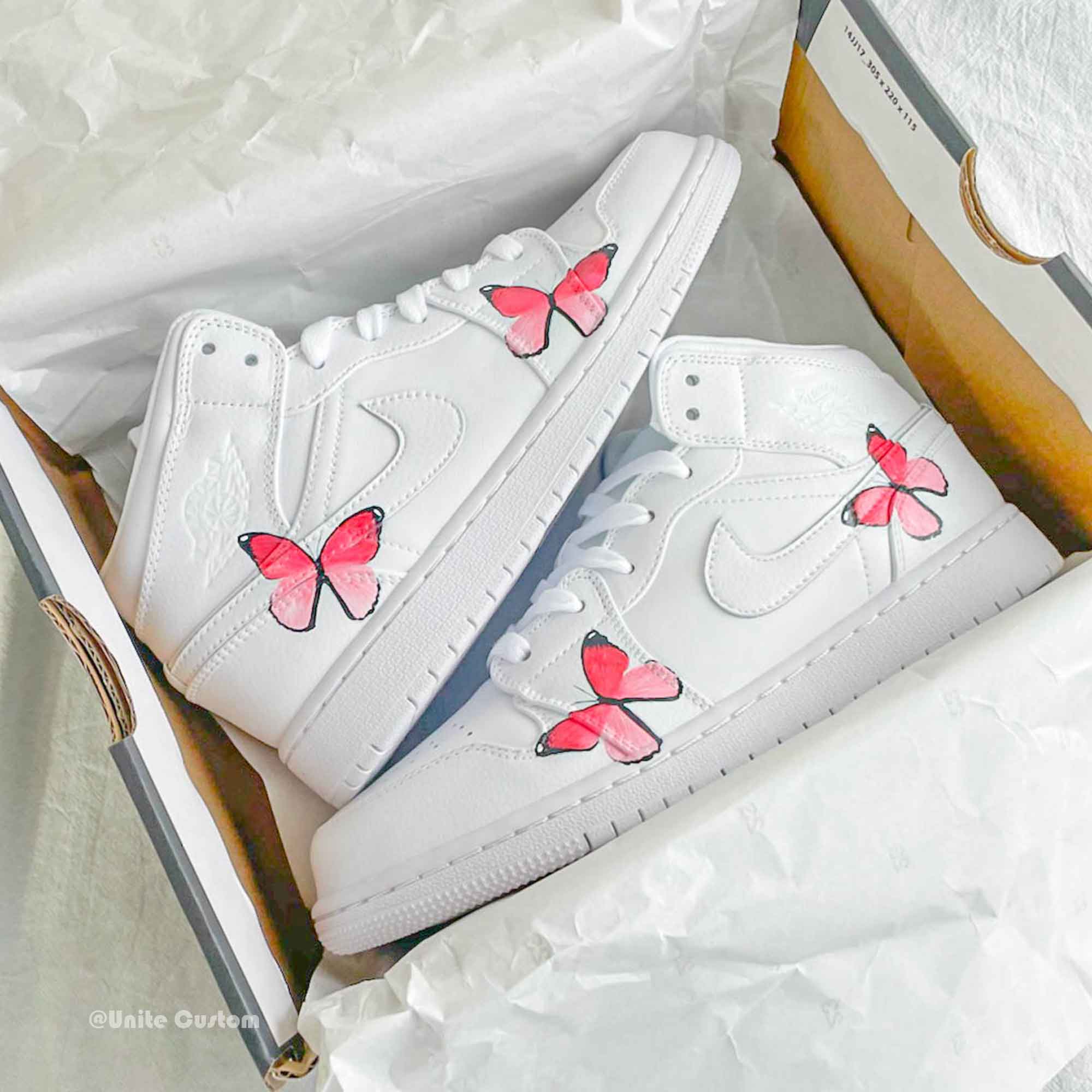 Pink Butterfly Custom Air Jordan 1-shecustomize