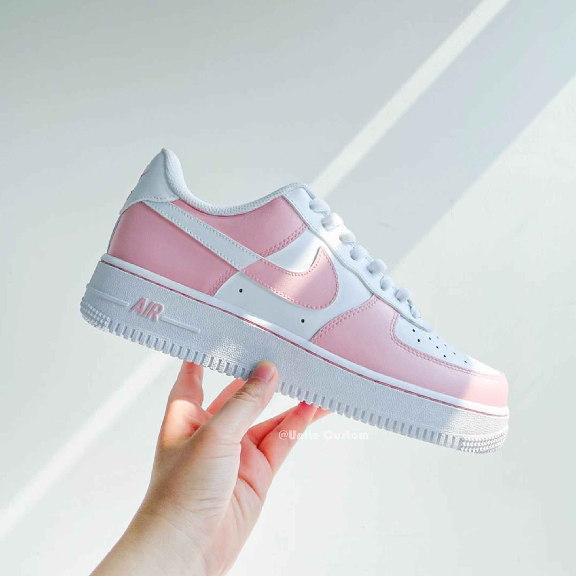 Pink White Custom Air Force 1-shecustomize
