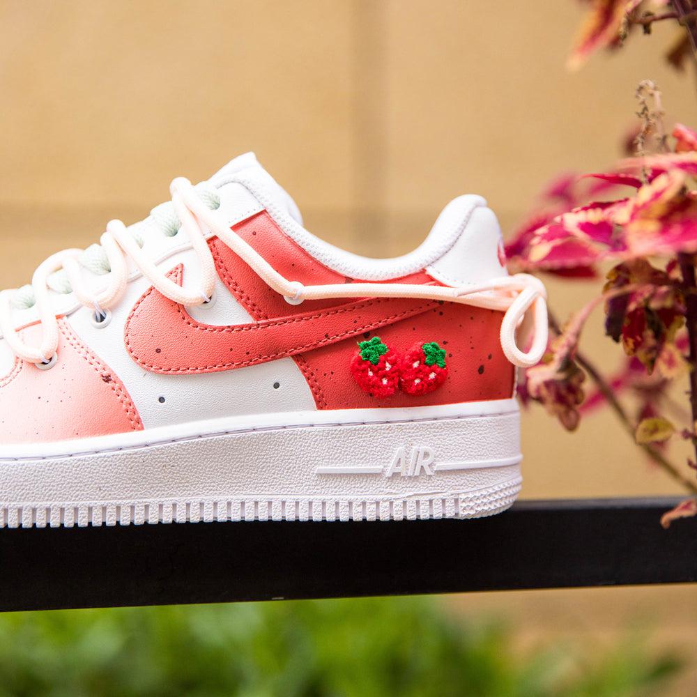 Strawberry Air Force 1s Custom Shoes Sneakers🍓-shecustomize