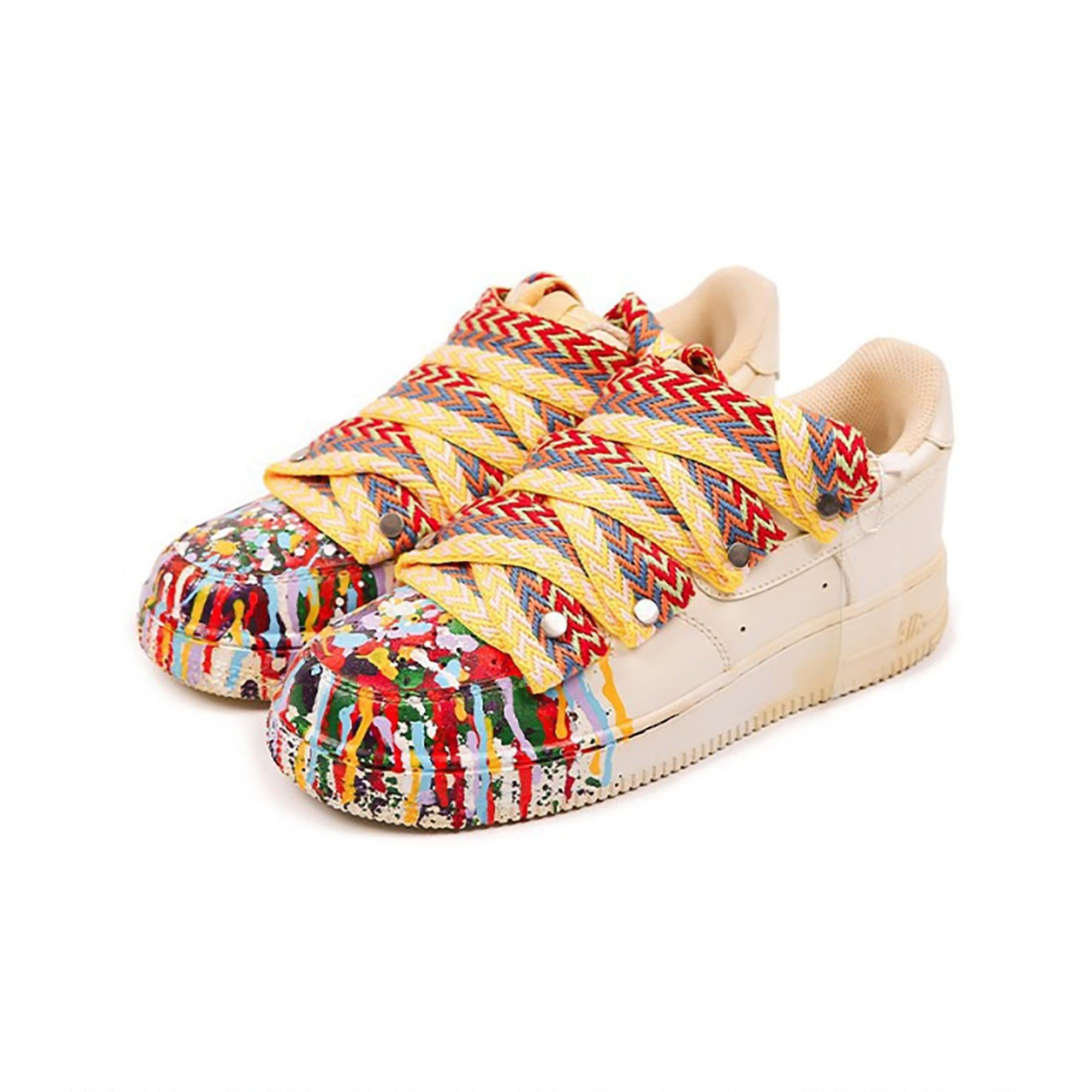 White Yellow Splash Ink Custom Air Force 1-shecustomize