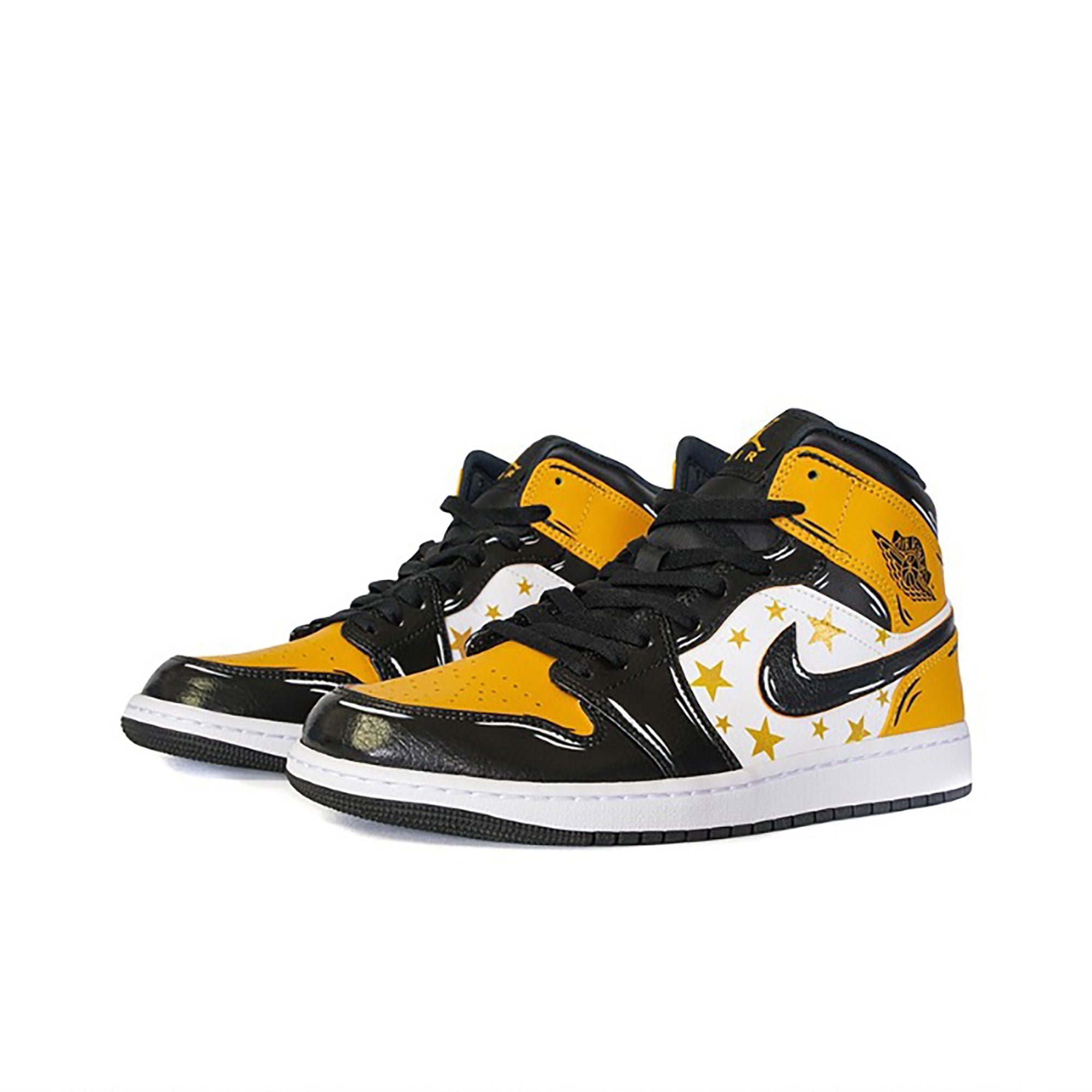 Yellow Black Star Custom Air Jordan 1 Mid-shecustomize