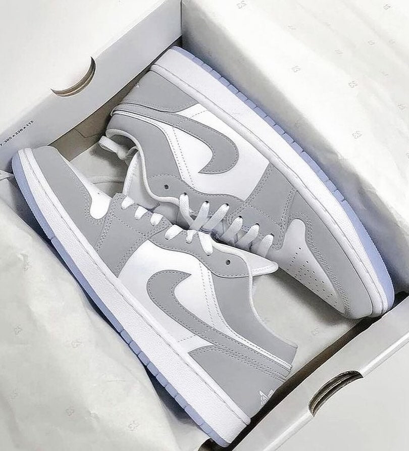 Gray White Custom Air Jordan 1 Low-shecustomize