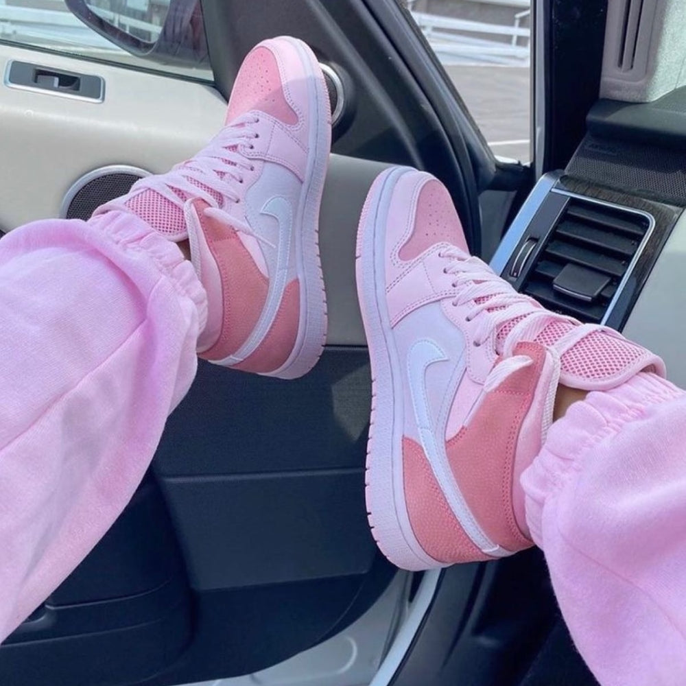 Pink White Custom Air Jordan Mid 1s-shecustomize
