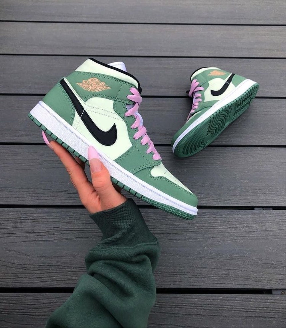 Green Black Custom Air Jordan 1s-shecustomize