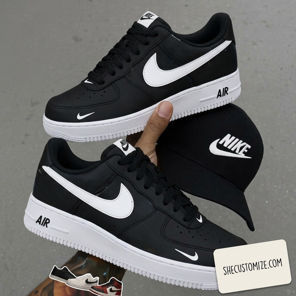 Black & White Custom Air Force 1-shecustomize