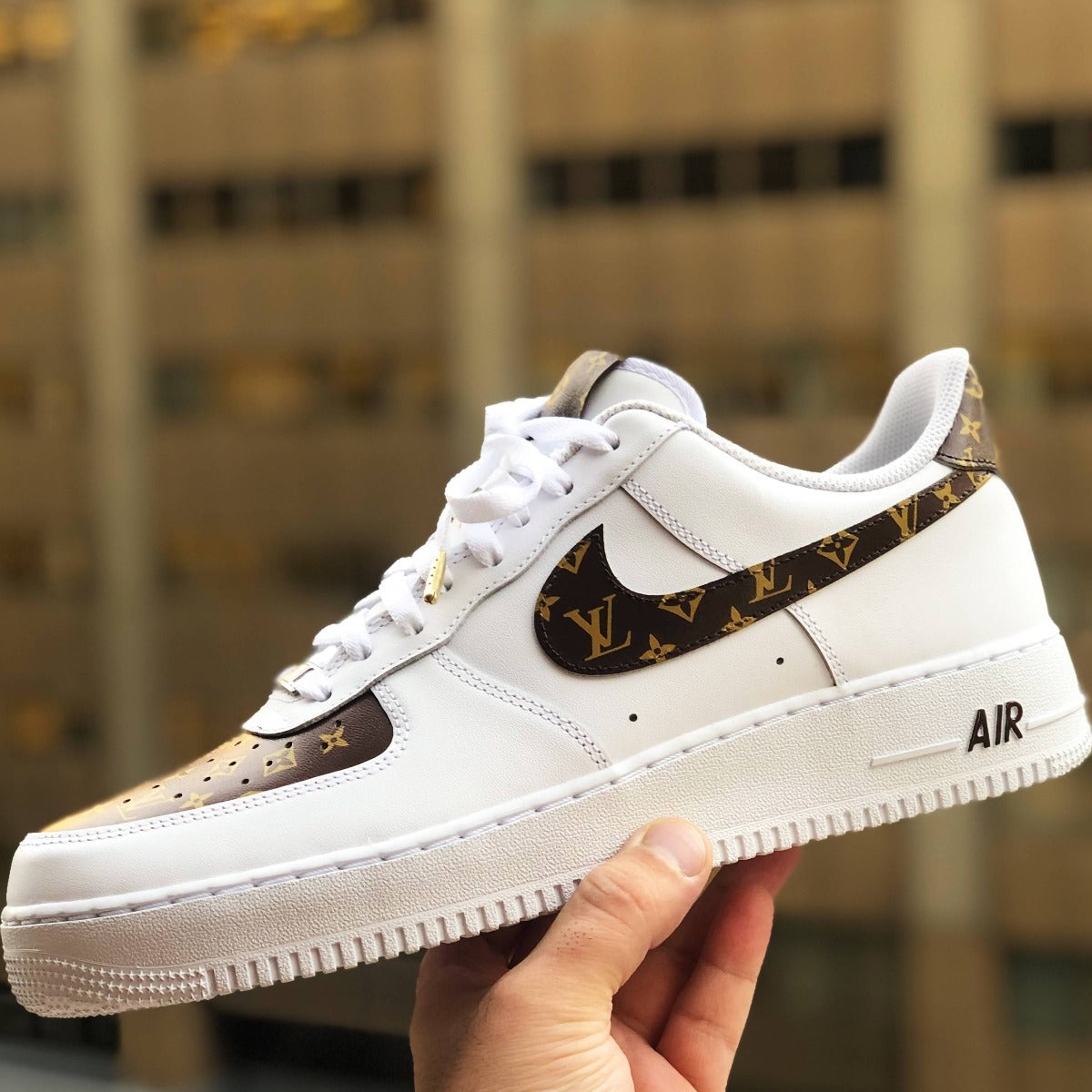 Brown LV Custom Air Force 1 SHECUSTOMIZE