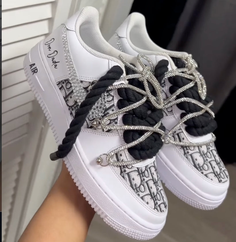 Custom Hand Painted Rhinestone Air Force 1 Sneakers-shecustomize