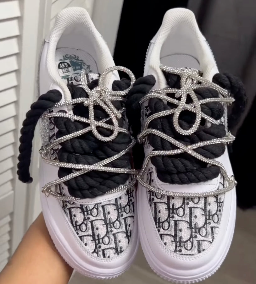 Custom Hand Painted Rhinestone Air Force 1 Sneakers-shecustomize