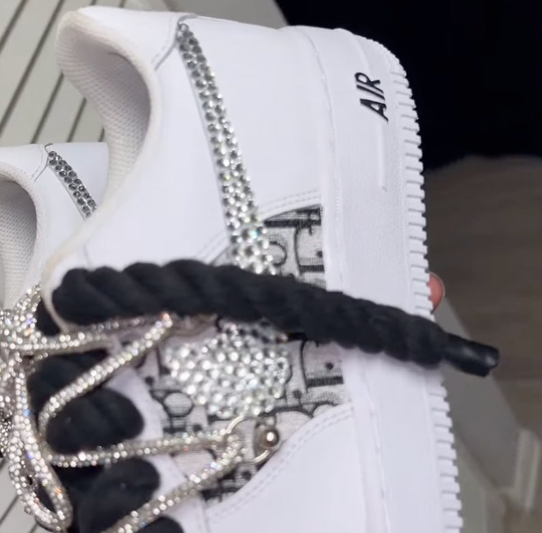 Custom Hand Painted Rhinestone Air Force 1 Sneakers-shecustomize