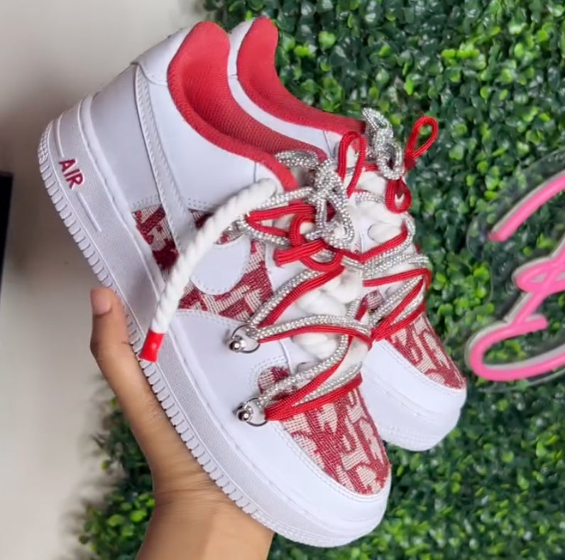 Hand Painted Red Custom Air Force 1 Sneakers-shecustomize