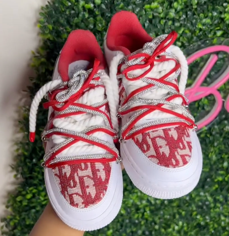 Hand Painted Red Custom Air Force 1 Sneakers-shecustomize