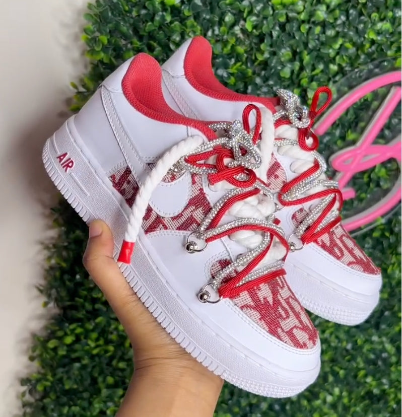 Hand Painted Red Custom Air Force 1 Sneakers-shecustomize