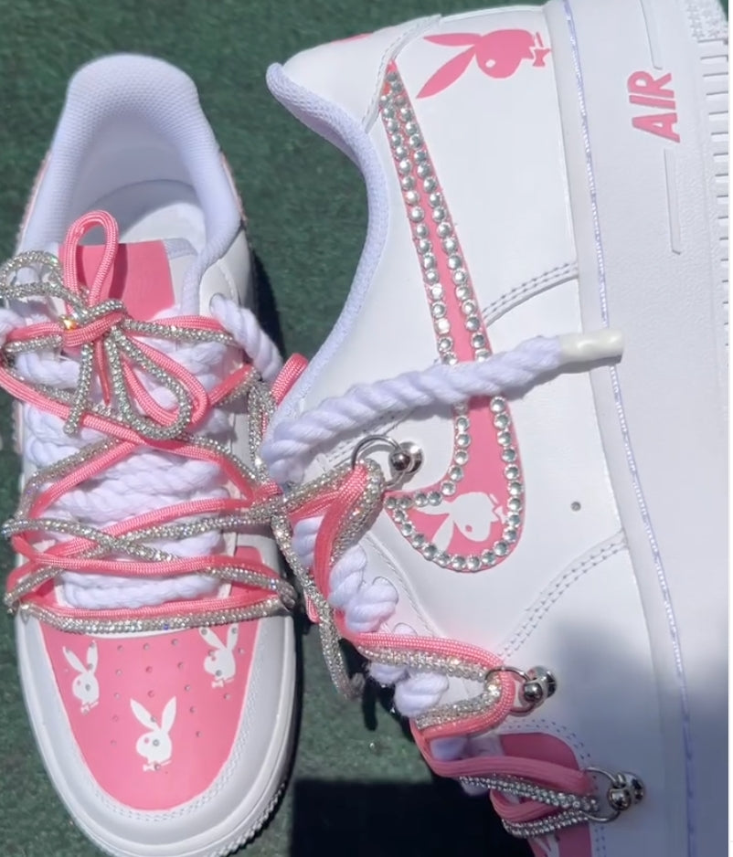 Hand Painted Pink Rhinestone Custom Air Force 1 Sneakers-shecustomize