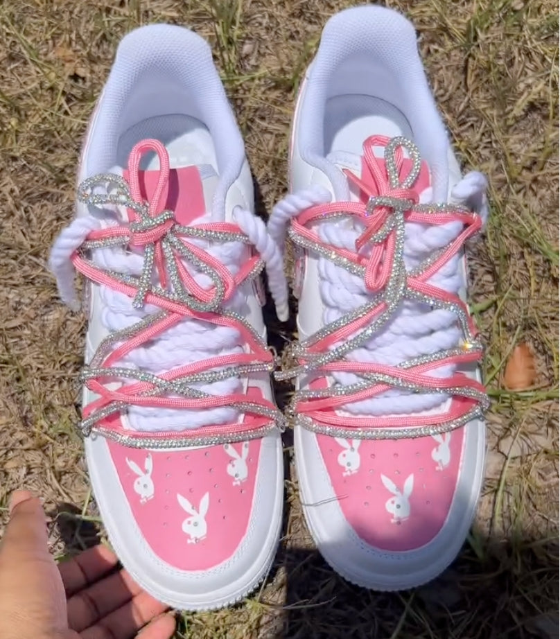 Hand Painted Pink Rhinestone Custom Air Force 1 Sneakers-shecustomize