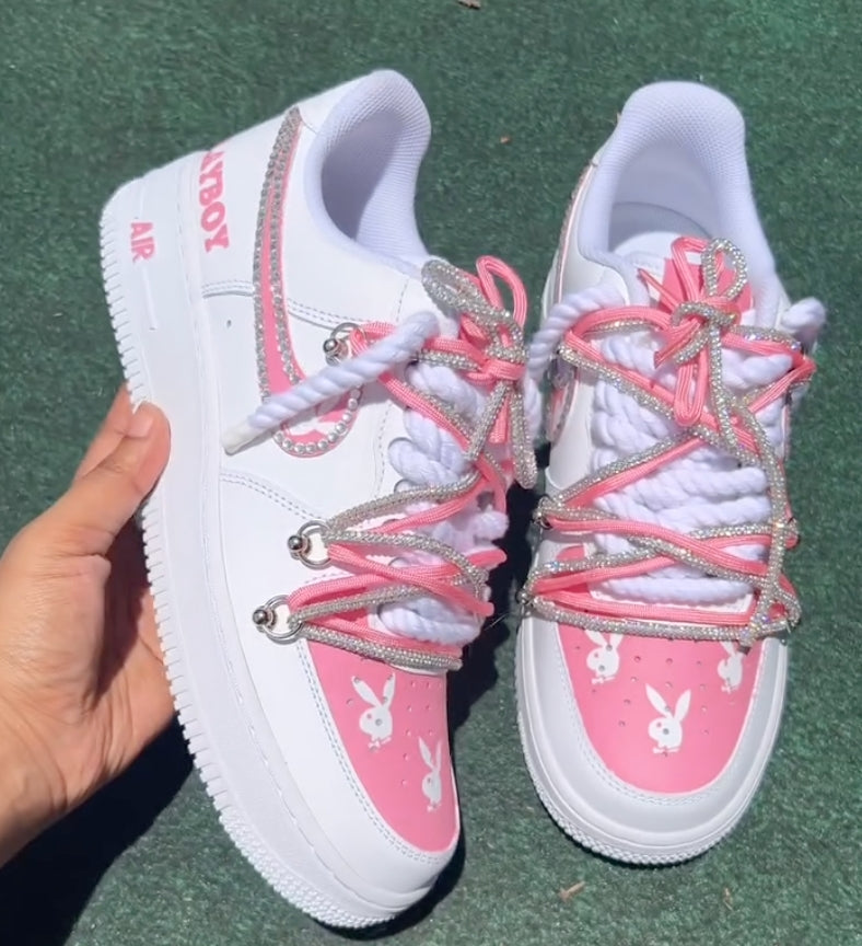 Hand Painted Pink Rhinestone Custom Air Force 1 Sneakers-shecustomize