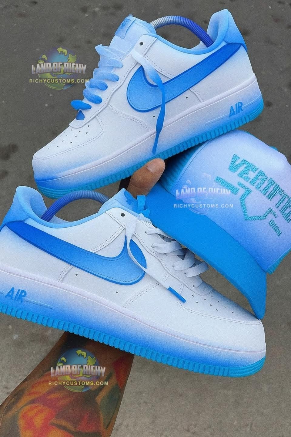 Hand Painted Blue Gradient Custom Air Force 1 Sneakers-shecustomize