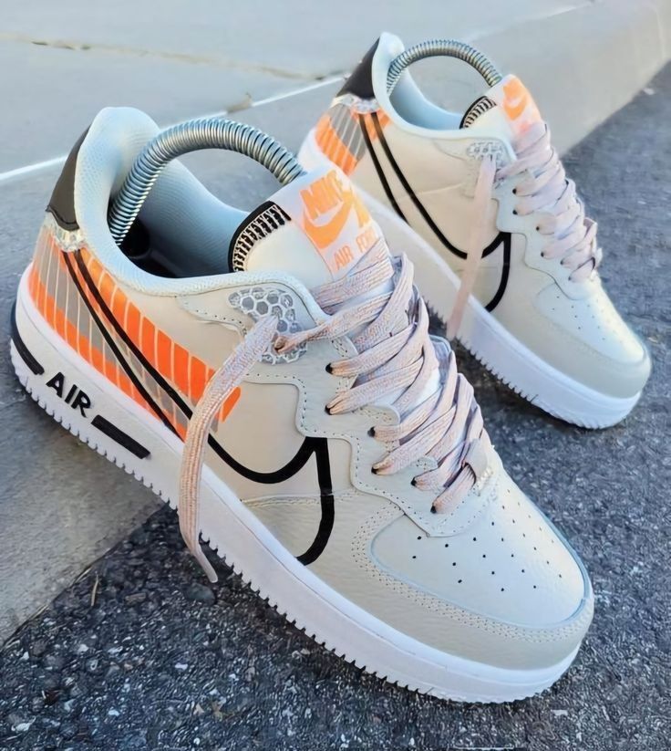 Hand Painted Custom Air Force 1 Orange Stripe Sneakers-shecustomize