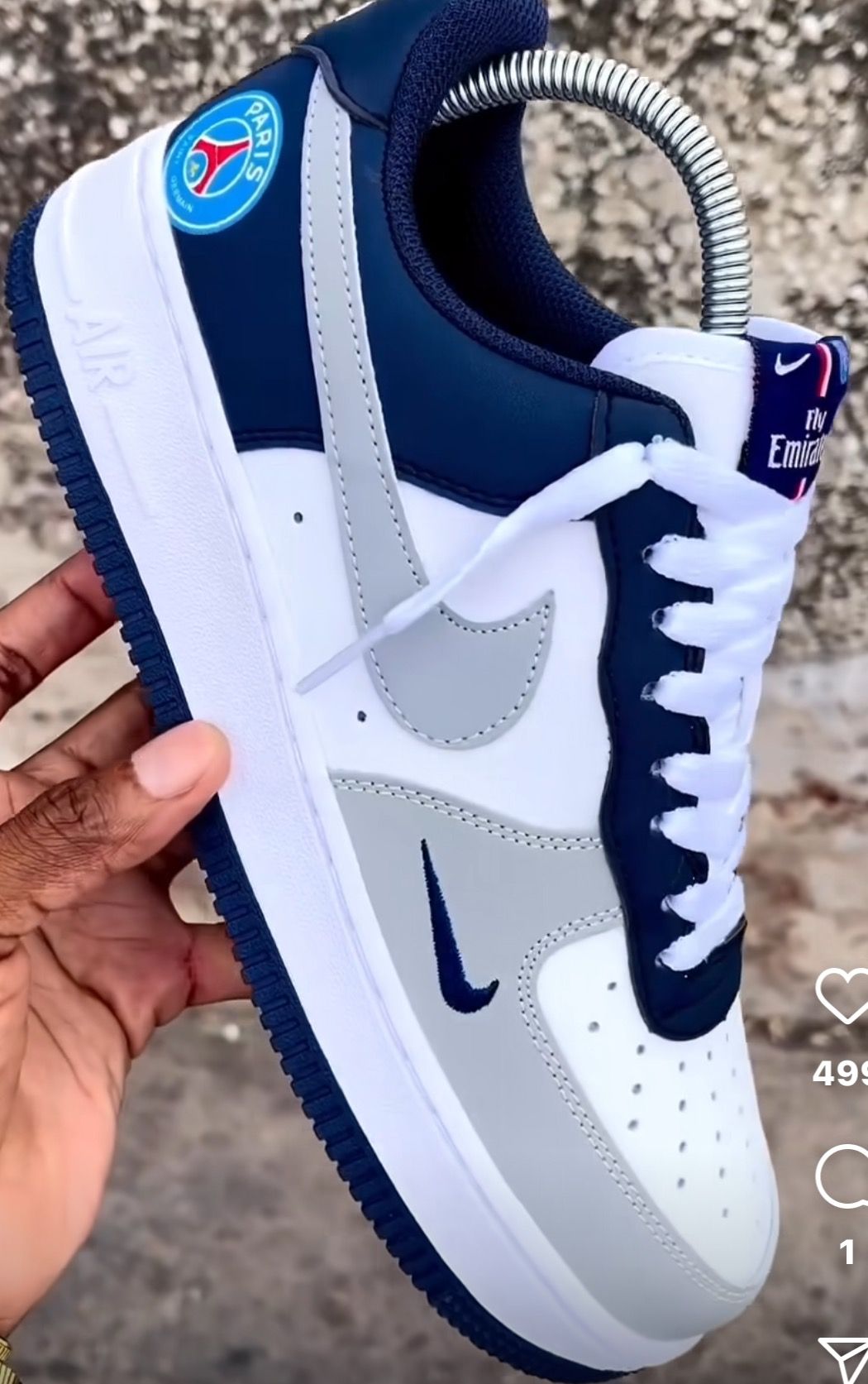 Hand Painted Navy & Grey Custom Air Force 1 Sneakers-shecustomize