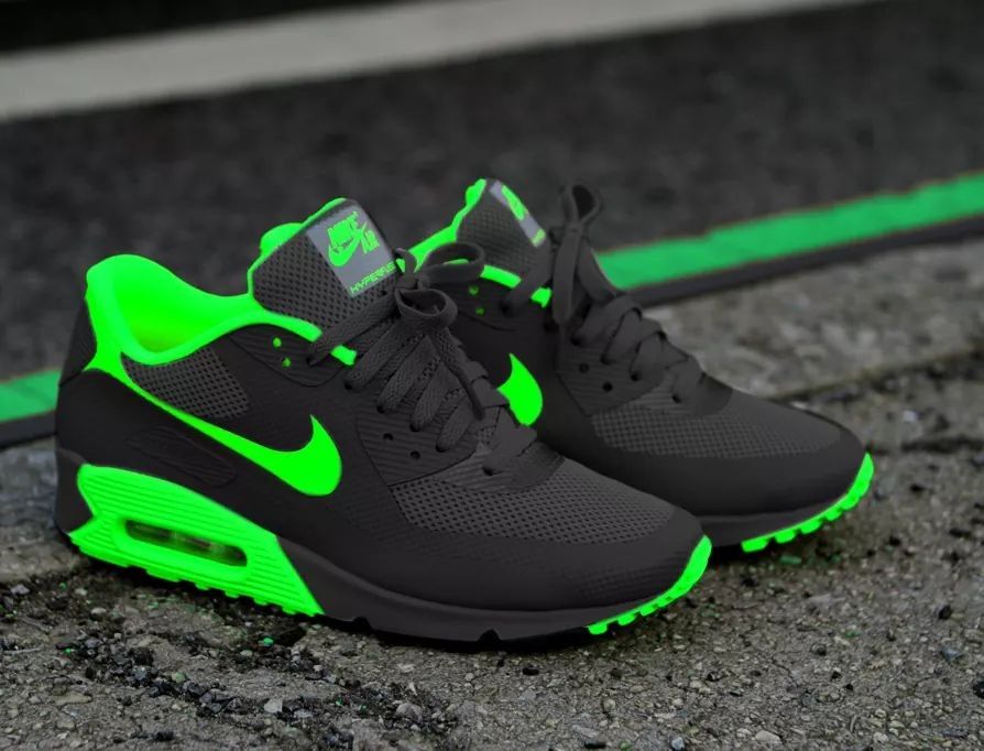 Hand Painted Black Neon Green Custom Air Max 90 Sneakers-shecustomize