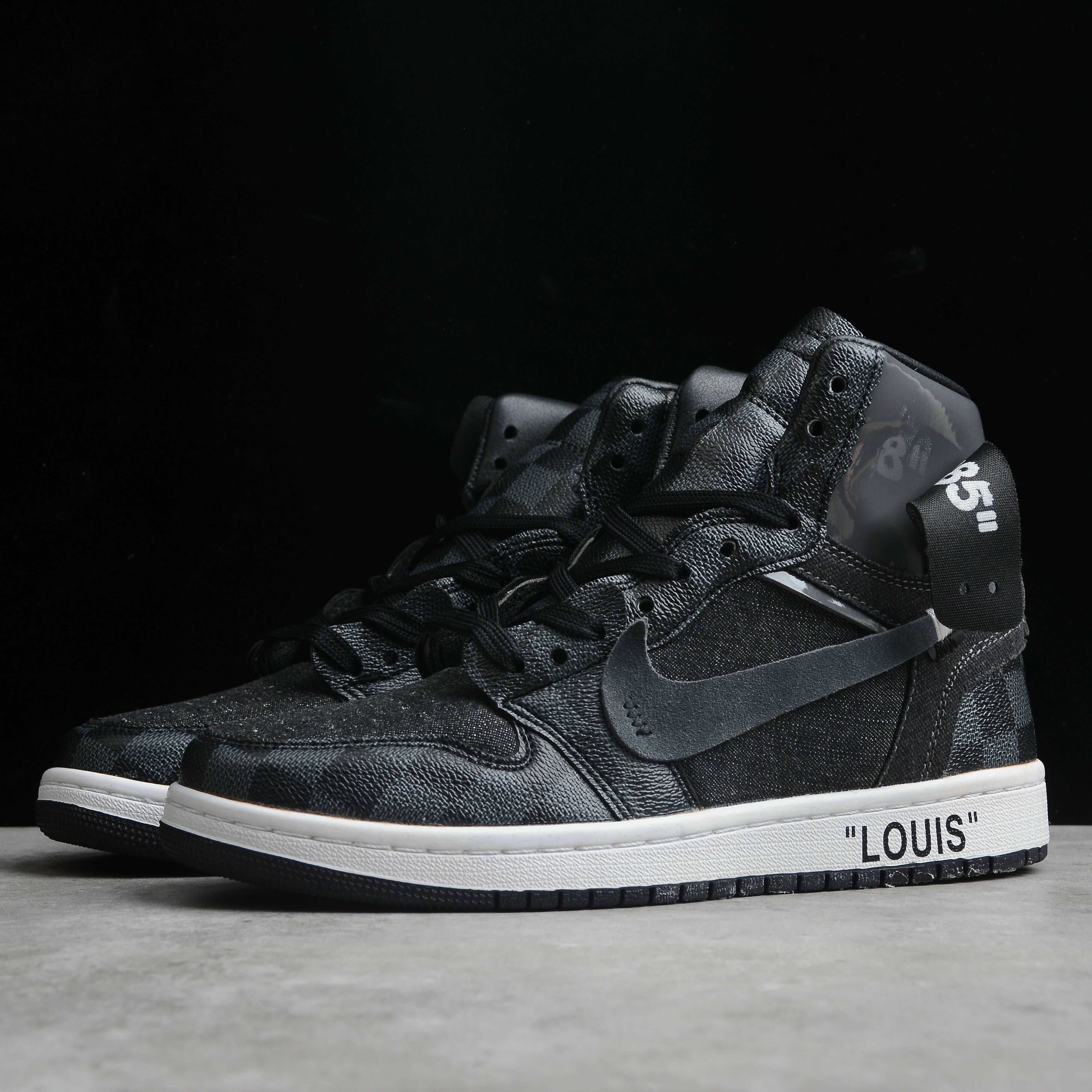 Black OFF-LOUIS LV Custom Air Jordan 1-shecustomize