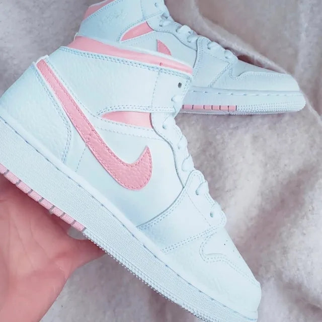 Custom Jordans White Baby Pink