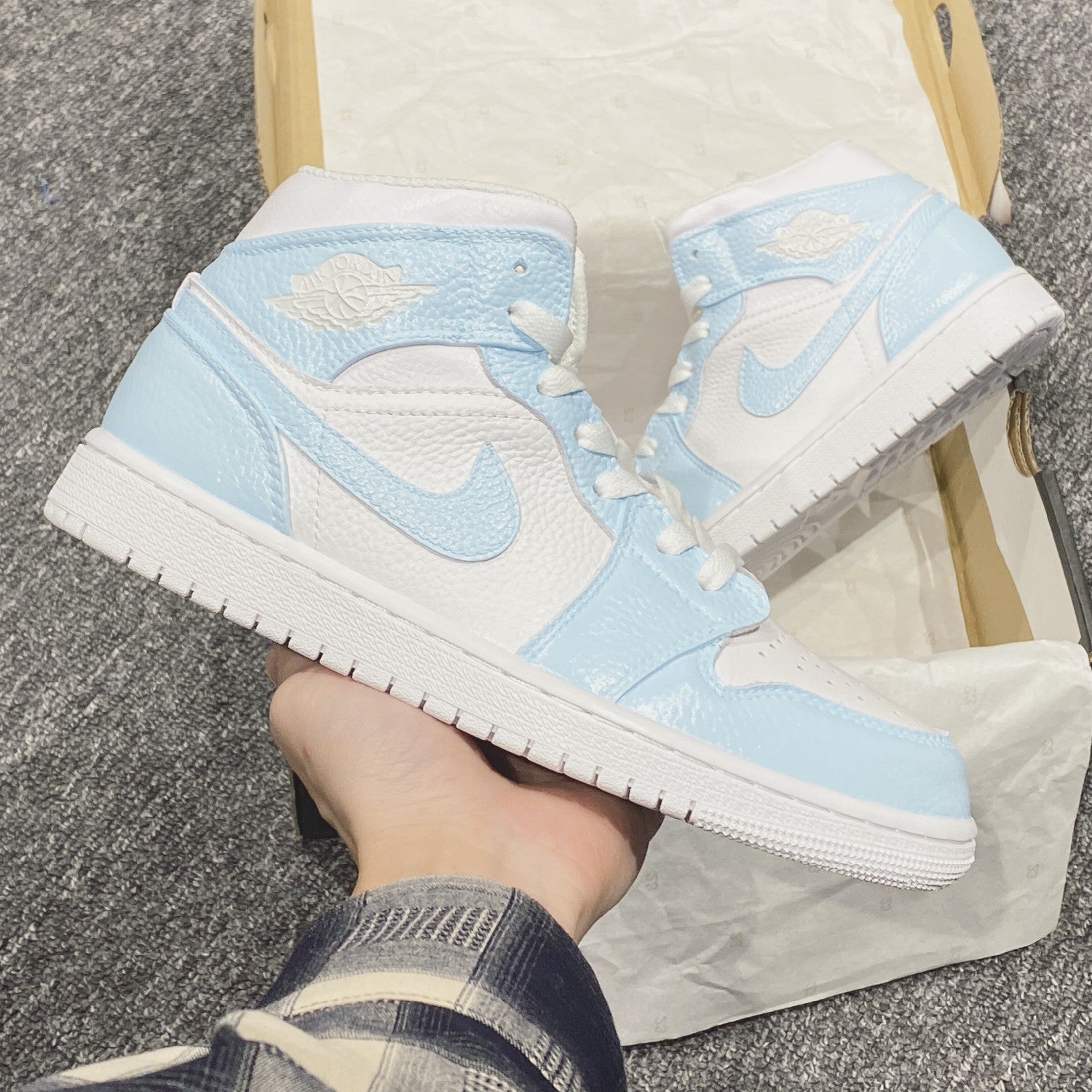 Custom Jordans White Baby Blue