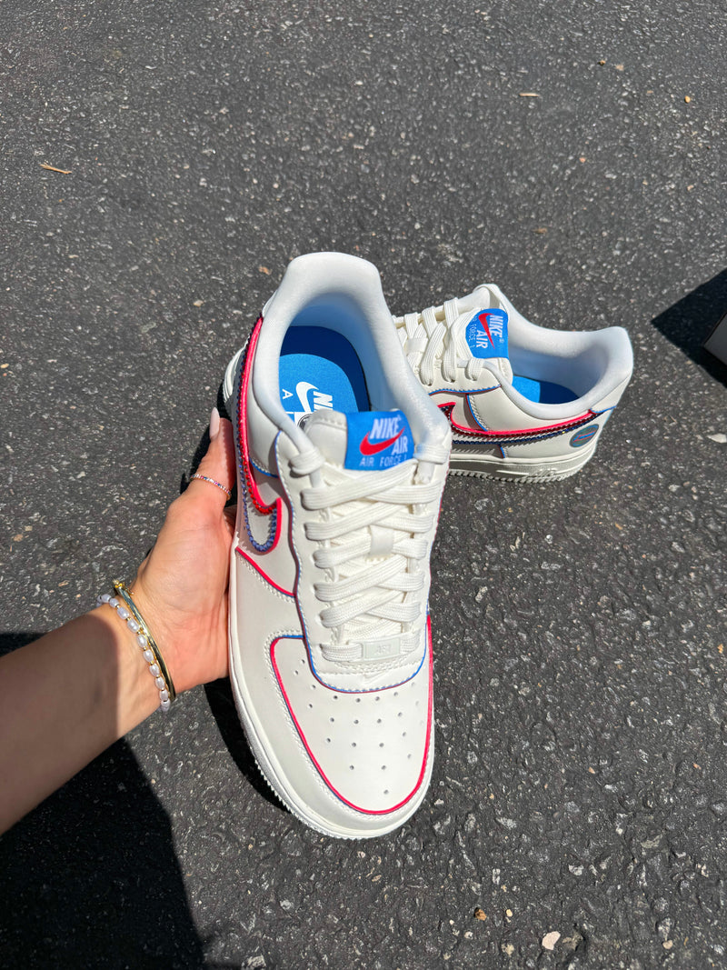 Hand Painted Red Blue Rhinestone Custom Air Force 1-shecustomize