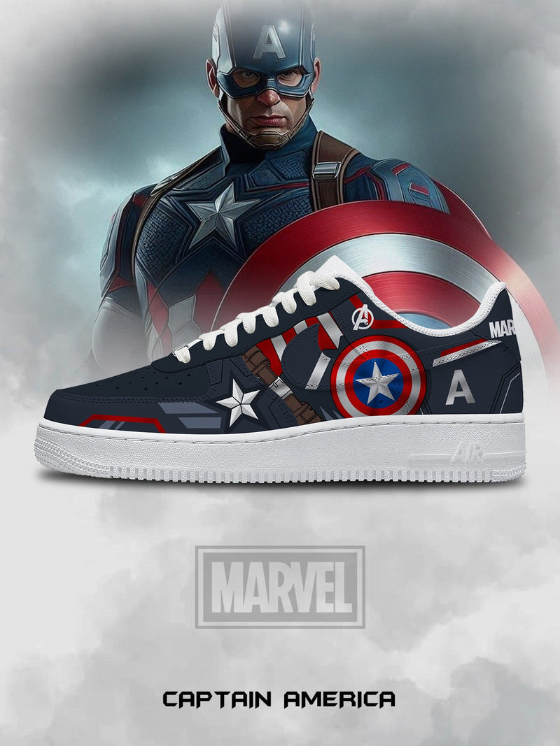 Hand Painted Captain America Custom Air Force 1 Sneakers-shecustomize