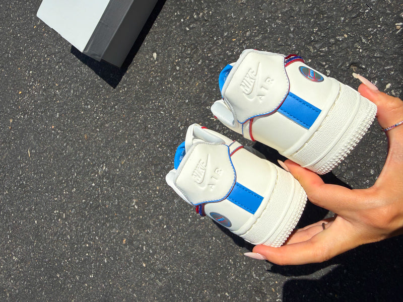 Hand Painted Red Blue Rhinestone Custom Air Force 1 Sneakers-shecustomize