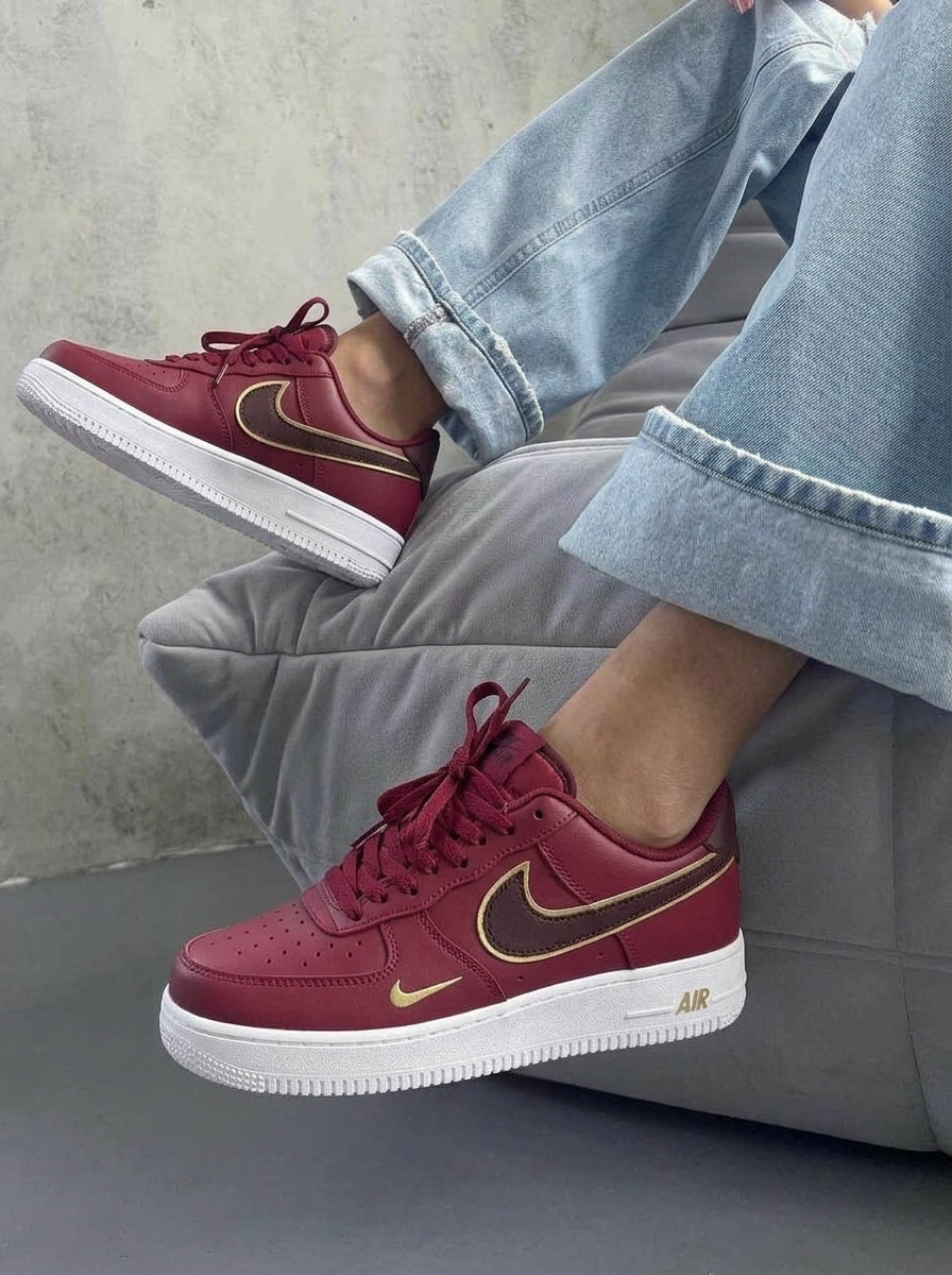 Red Gold Custom Nike Air Force 1-shecustomize