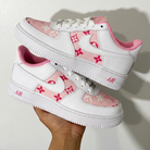 Pink LV Monogram Inspired Custom Air Force 1 Hand Painted Sneakers-shecustomize