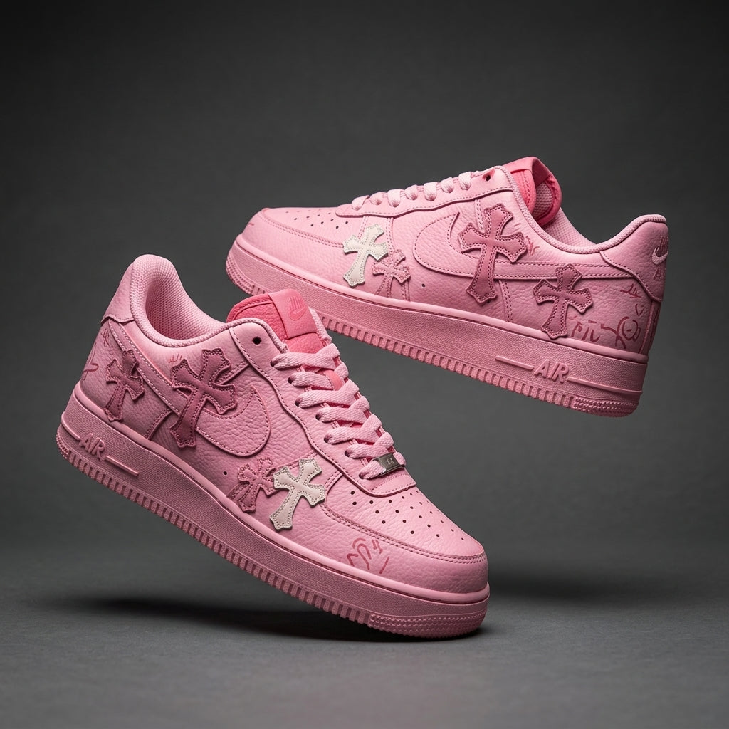Hand Painted Pink Custom Air Force 1 Sneakers-shecustomize