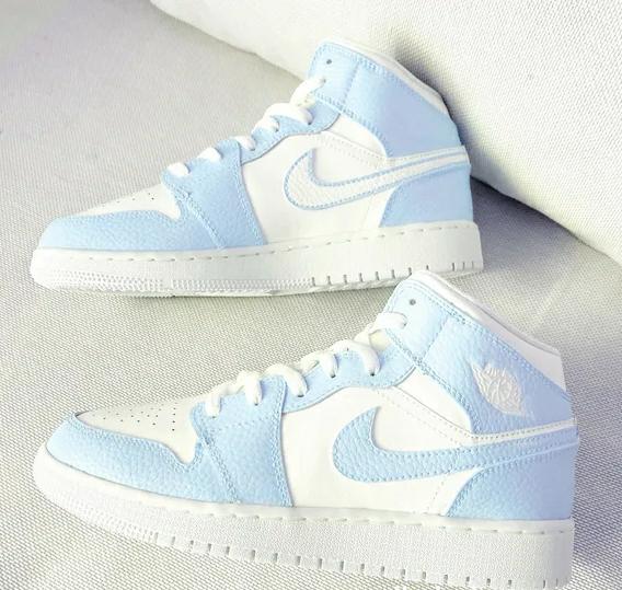 Custom Jordans Baby Blue White