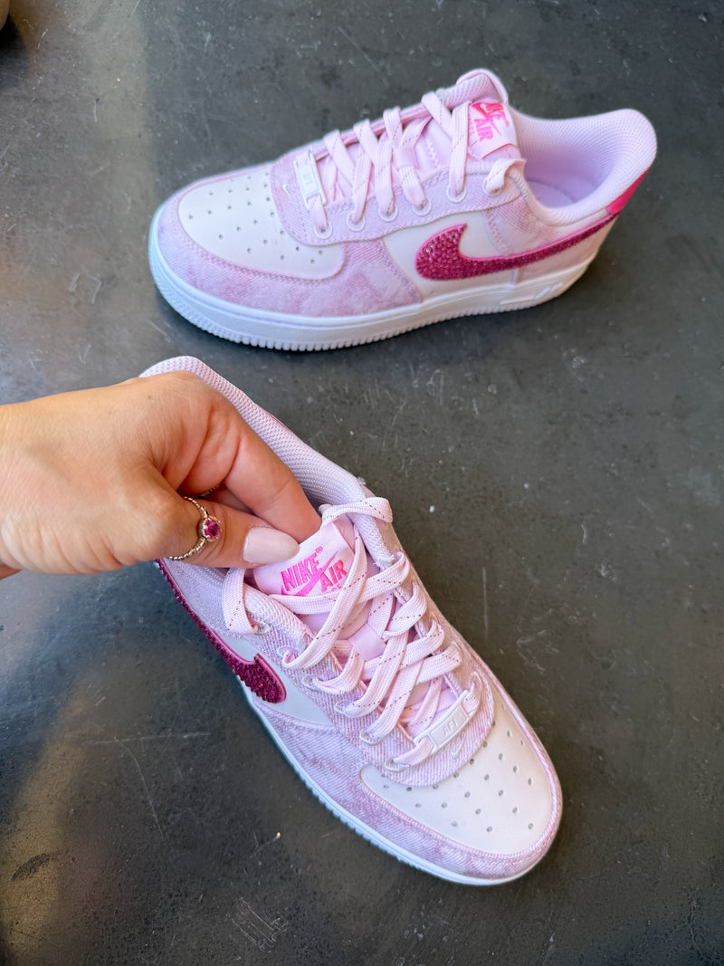 Hand Painted Pink Rhinestone Custom Air Force 1 Sneakers-shecustomize