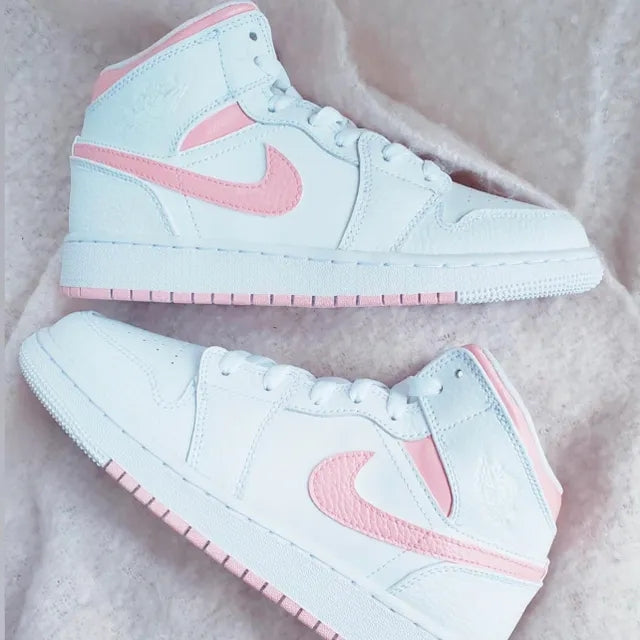 Custom Jordans White Baby Pink-shecustomize