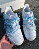 Hand Painted Blue Floral Pearl Custom Air Force 1 Sneakers-shecustomize