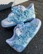 Hand Painted Blue Floral Pearl Custom Air Force 1 Sneakers-shecustomize