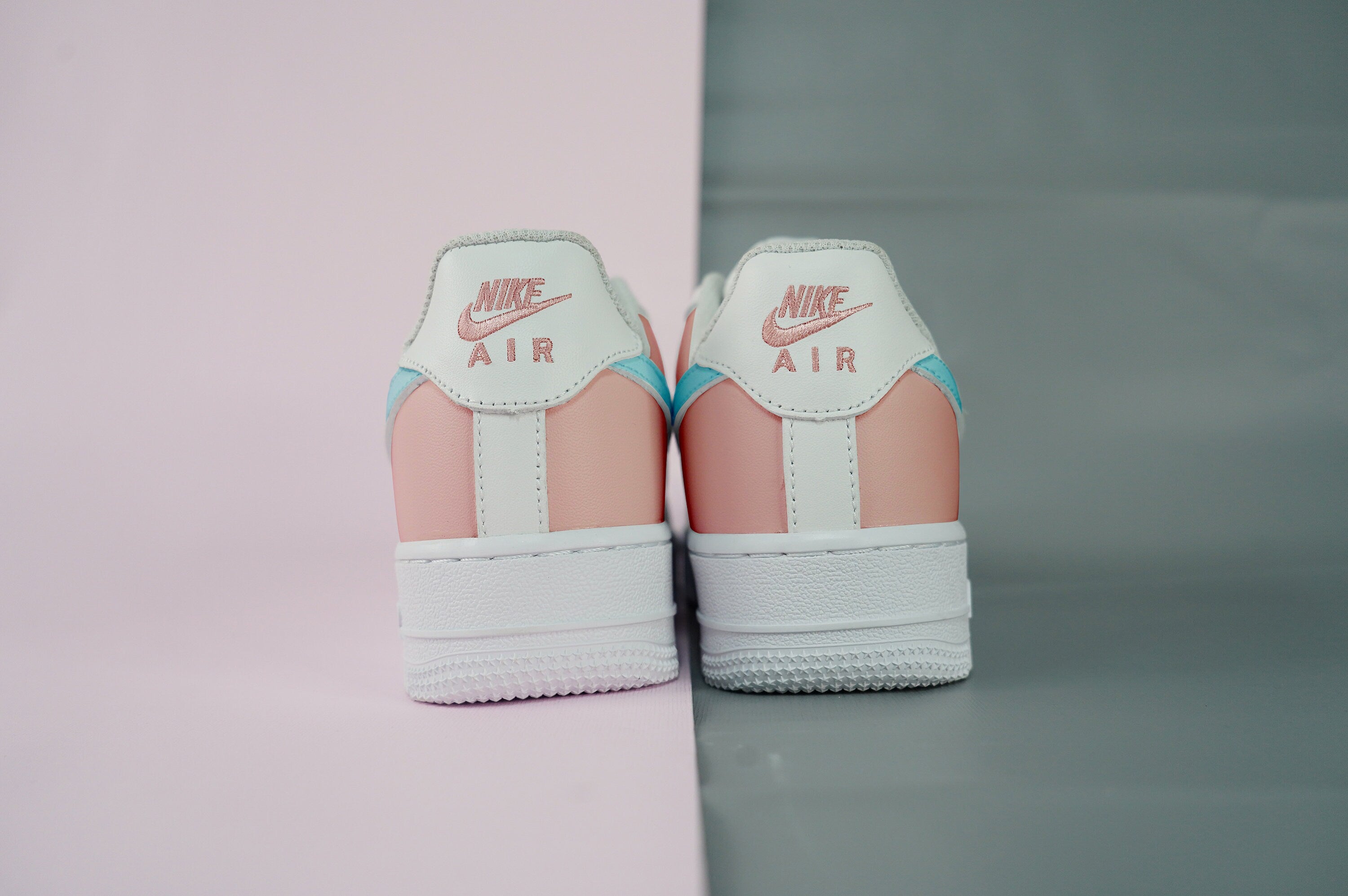 Baby Blue Pink Air Force 1s Custom Shoes Sneakers-shecustomize
